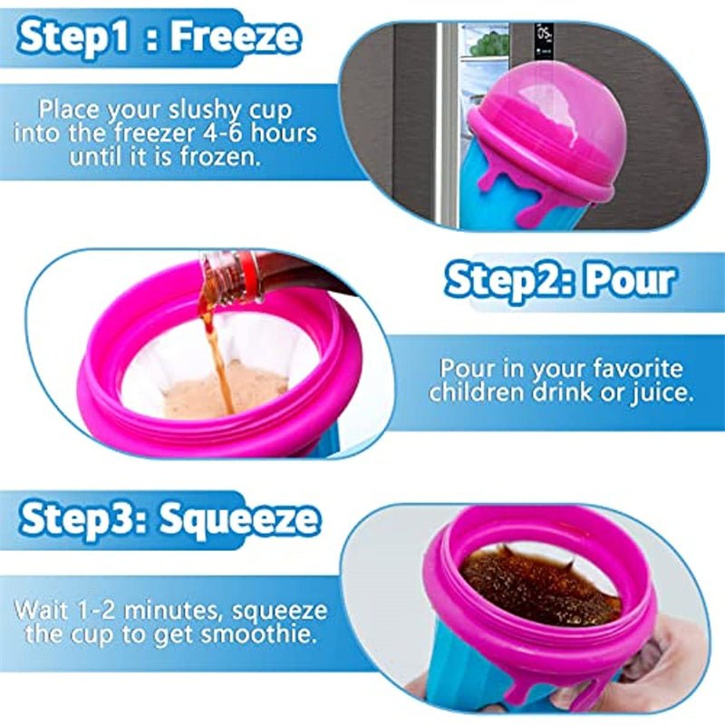 500ml Large Capacity Slushy Cup Summer Squeeze Homemade Juice Water Bottle Quick-Frozen Smoothie Sand Cup Pinch Fast Cooling Magic Ice Cream Slushy Maker Beker Kitchen Gadgets - Sarah Nova