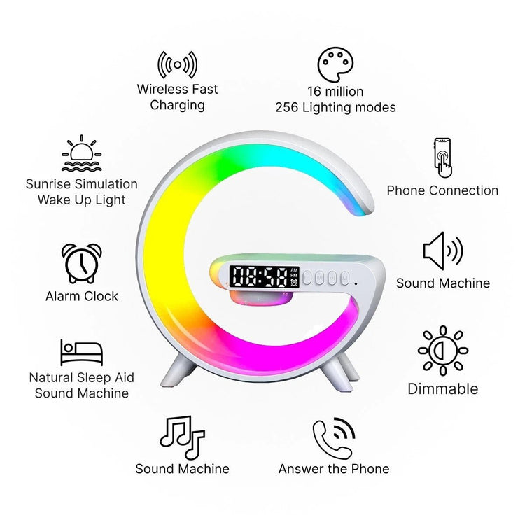 LED Smart G Lamp Intelligent Wireless Charger Bluetooth Speaker G Shape Lamp - Sarah Nova