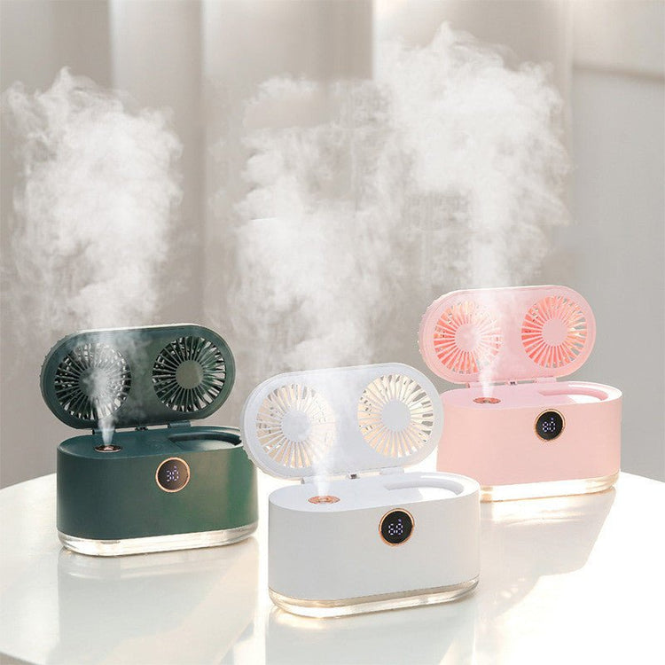 Mini Air Conditioner Fan Air Cooler USB Portable Table Top Desktop Fan Cooling with 3 Wind Speed LED Light for Home Office - Sarah Nova
